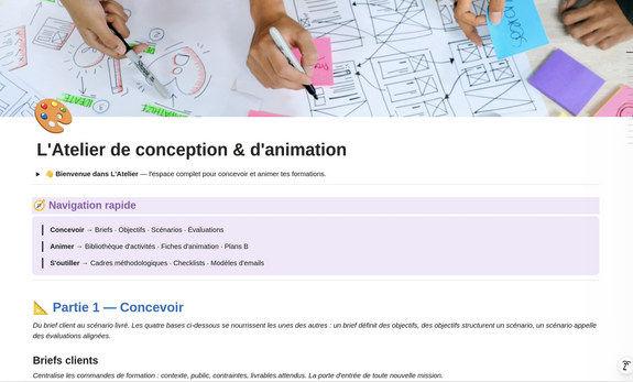 Aperçu L'Atelier de conception et d'animation