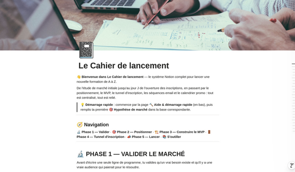 Aperçu Le Cahier de lancement