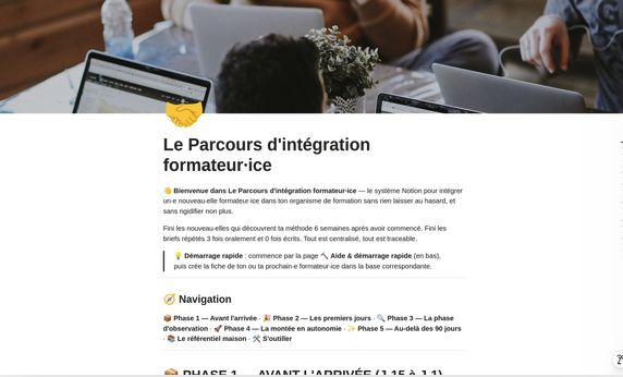 Aperçu Le Parcours d'intégration formateur·ice