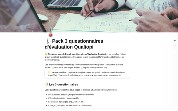 Aperçu Pack 3 questionnaires d'évaluation Qualiopi